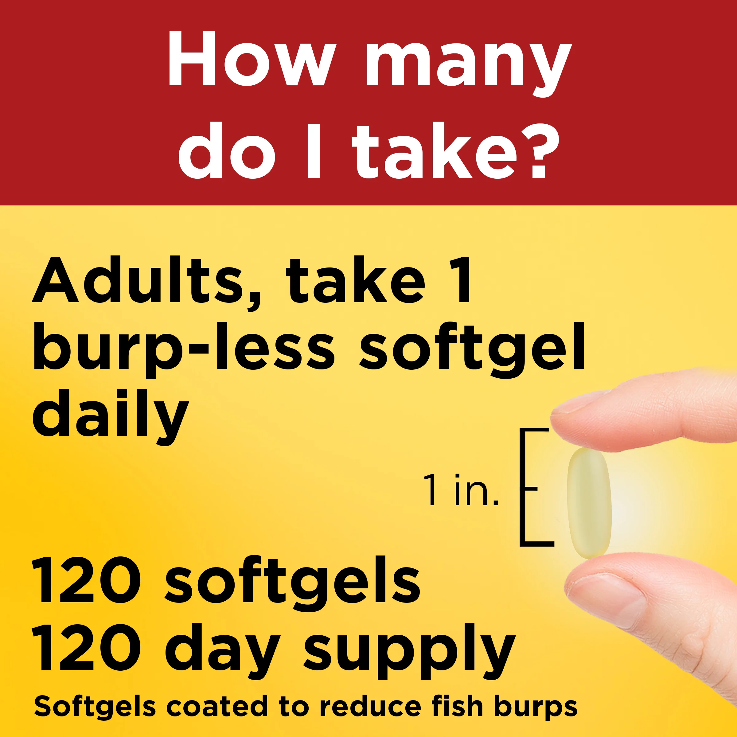 Burp-Less♦ Omega-3 From Fish Oil 1200 mg Softgels, One Per Day - Image 3